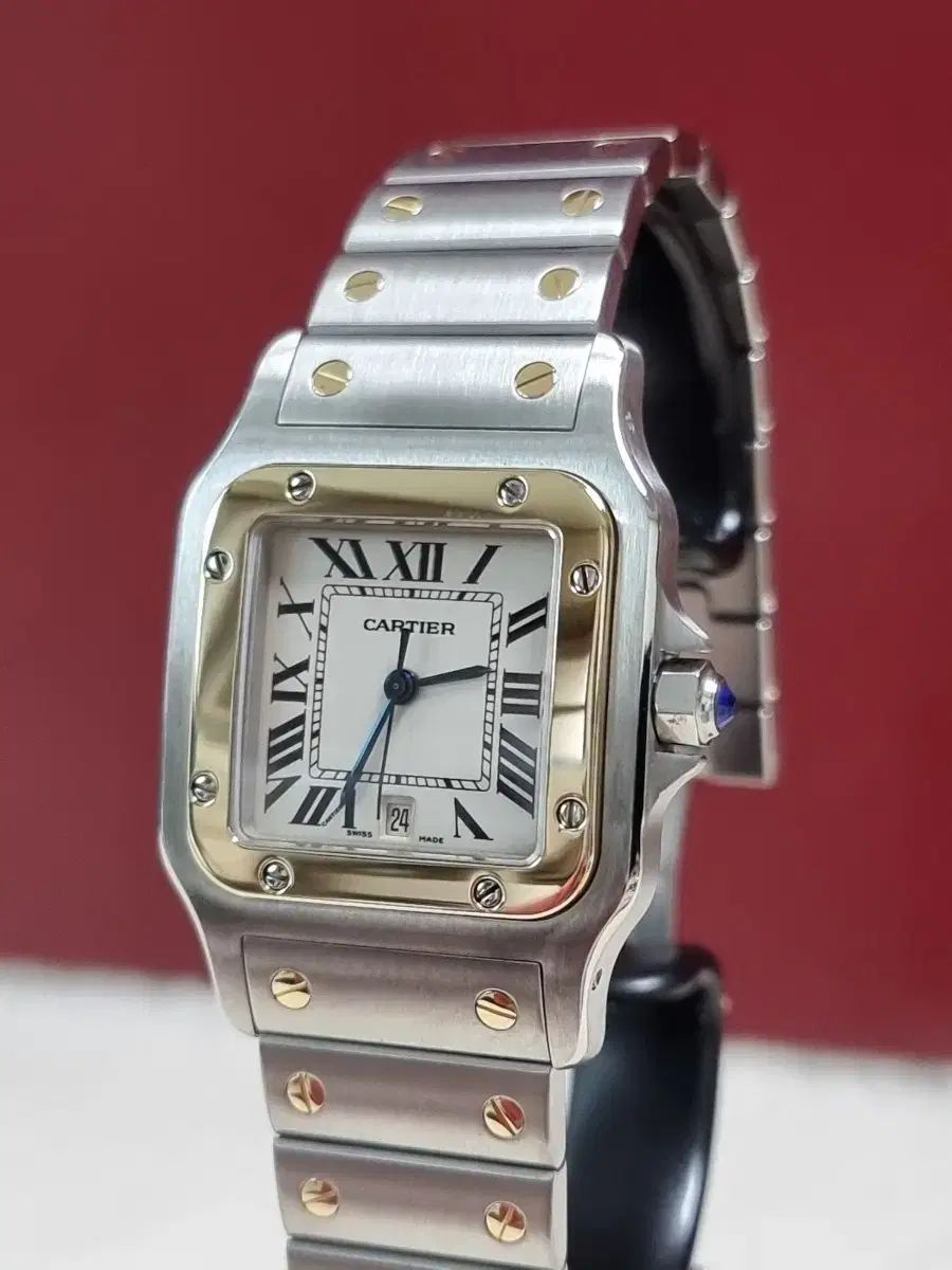 カルティエ サントス ガルベ 18K コンビ L ブラックローマ数字 クオーツ 06年