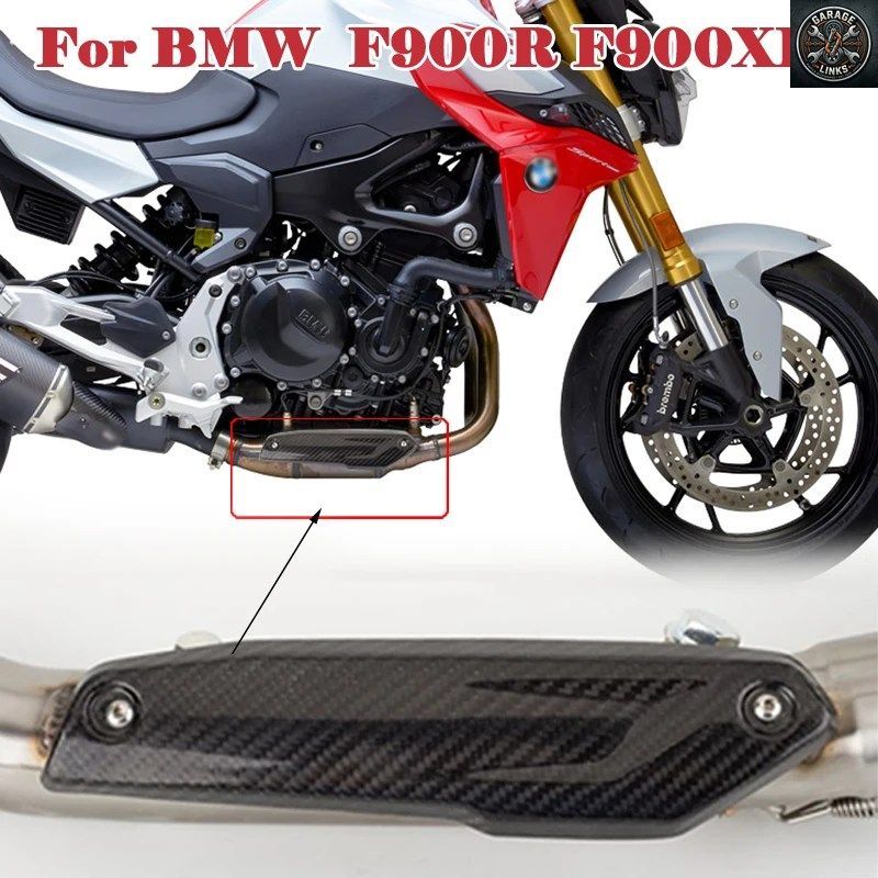BMW F900 F900R F900XR用スリップオン式オートバイ排気管改造マフラー、カーボンファイバー製耐熱ボード