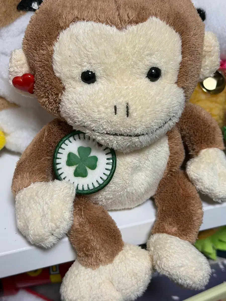 日本 ゴー レトロ ハート タグ 猿 ぬいぐるみ クローバ ヴィンテージ
