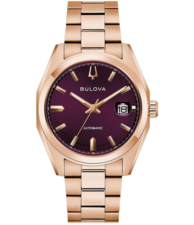 ブロバ レディース アクセサリー 腕時計 Tシャツ Bulova Mens Surveyor Three Hand Rose Gold Tone Stainless Steel Bracelet Wa