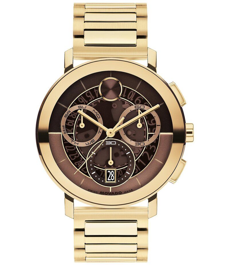 モバド レディース アクセサリー 腕時計 Tシャツ Movado Mens Bold Evolution 20 Quartz Chronograph Gold Tone Stainless Steel