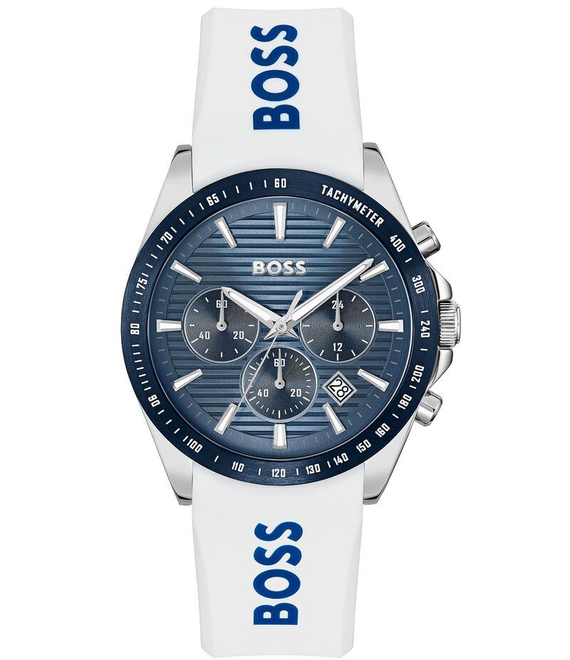 ヒューゴボス レディース アクセサリー 腕時計 Hugo Boss Mens Strike Quartz Chronograph Silicone Strap Watch White ホワイト