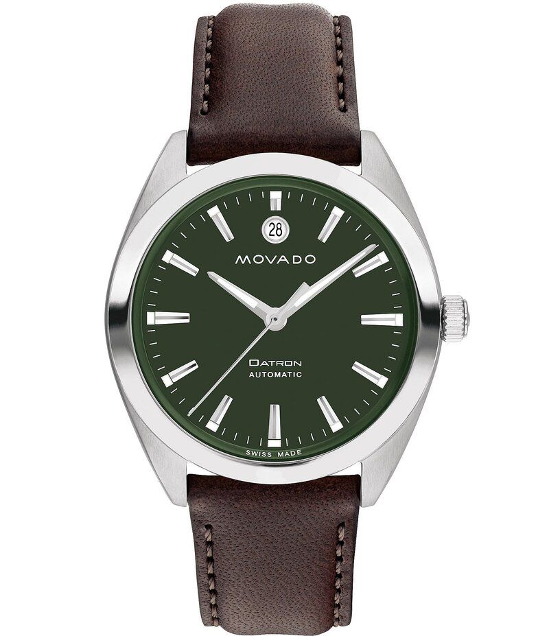 モバド レディース アクセサリー 腕時計 レザー Movado Mens Datron Automatic Chocolate Leather Strap Watch Chocolate チョコレート