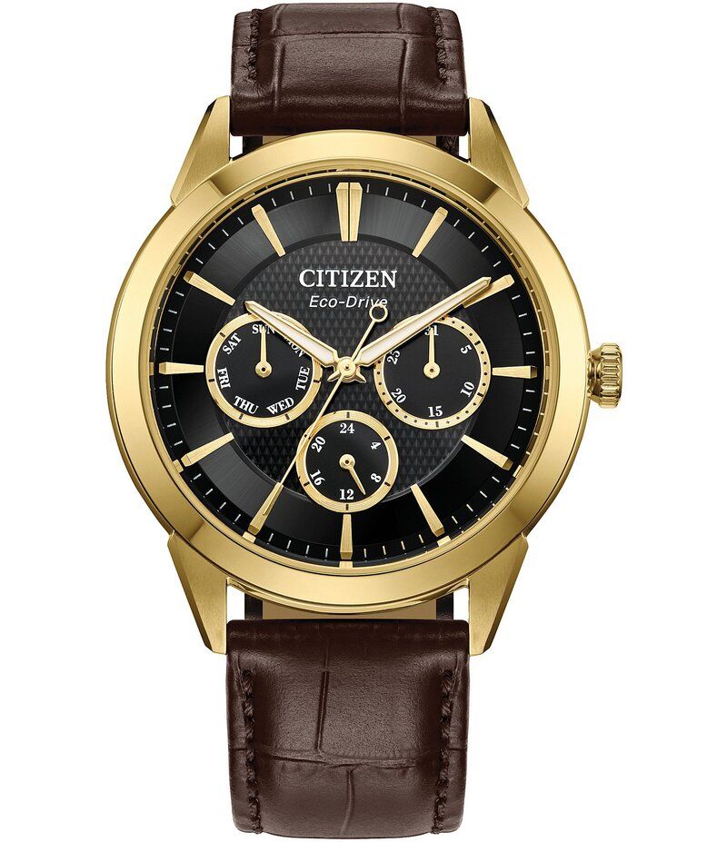 シチズン レディース アクセサリー 腕時計 レザー Citizen Mens Classic Eco Wr100 Chronograph Brown Leather Strap Watch Brown