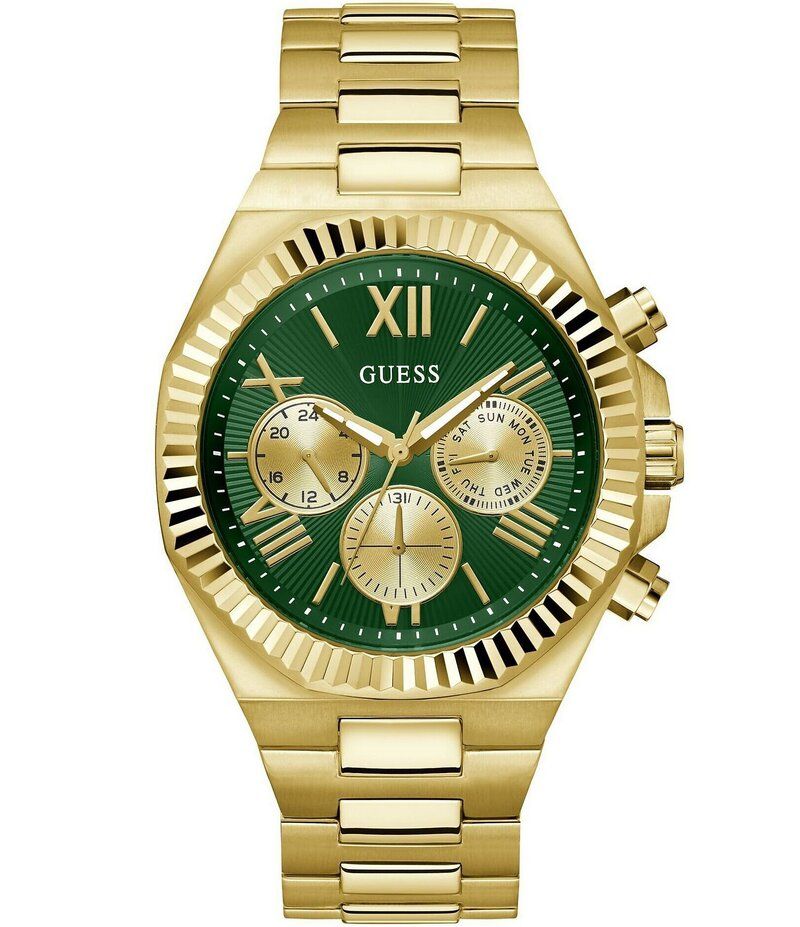 ゲス レディース アクセサリー 腕時計 Tシャツ Guess Mens Multifunction Gold Tone Stainless Steel Bracelet Watch Green グリー 38,870円