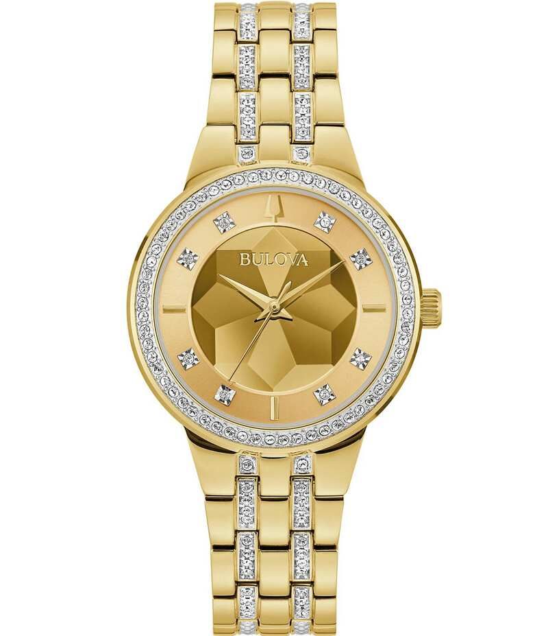 ブロバ レディース アクセサリー 腕時計 Tシャツ Bulova Womens Crystal Phantom Quartz Analog Gold Tone Stainless Steel Brac