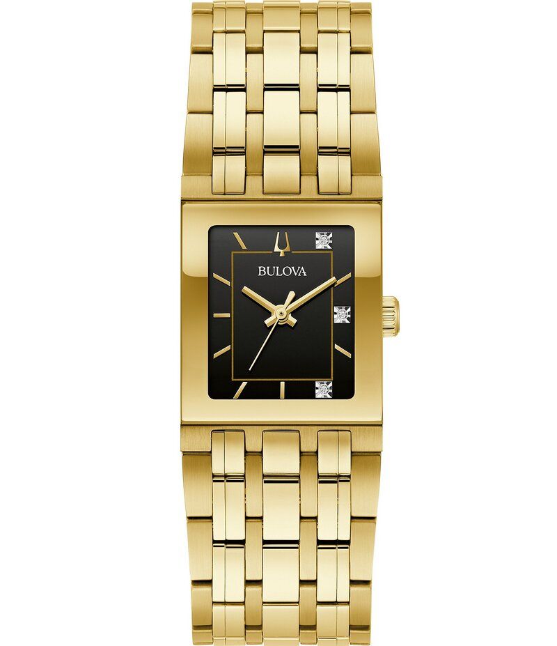 ブロバ レディース アクセサリー 腕時計 Tシャツ Bulova Womens Marc Anthony Quadra Quartz Gold Stainless Steel Bracelet Wat