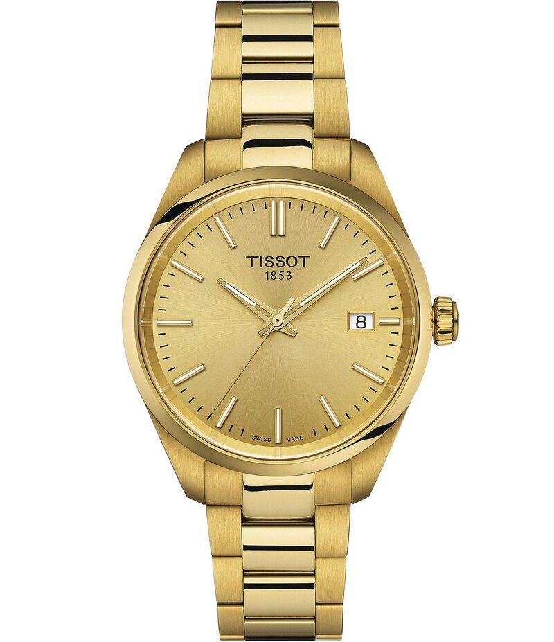 ティソット レディース アクセサリー 腕時計 Tシャツ Tissot Womens Pr100 Quartz Analog Gold Tone Stainless Steel Bracelet Wat