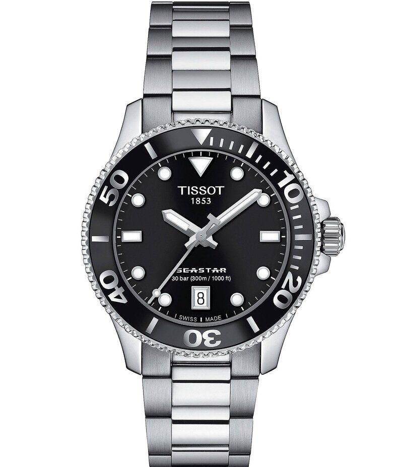 ティソット レディース アクセサリー 腕時計 Tシャツ Tissot Womens Seastar 1000 Quartz Analog Stainless Steel Bracelet Watch