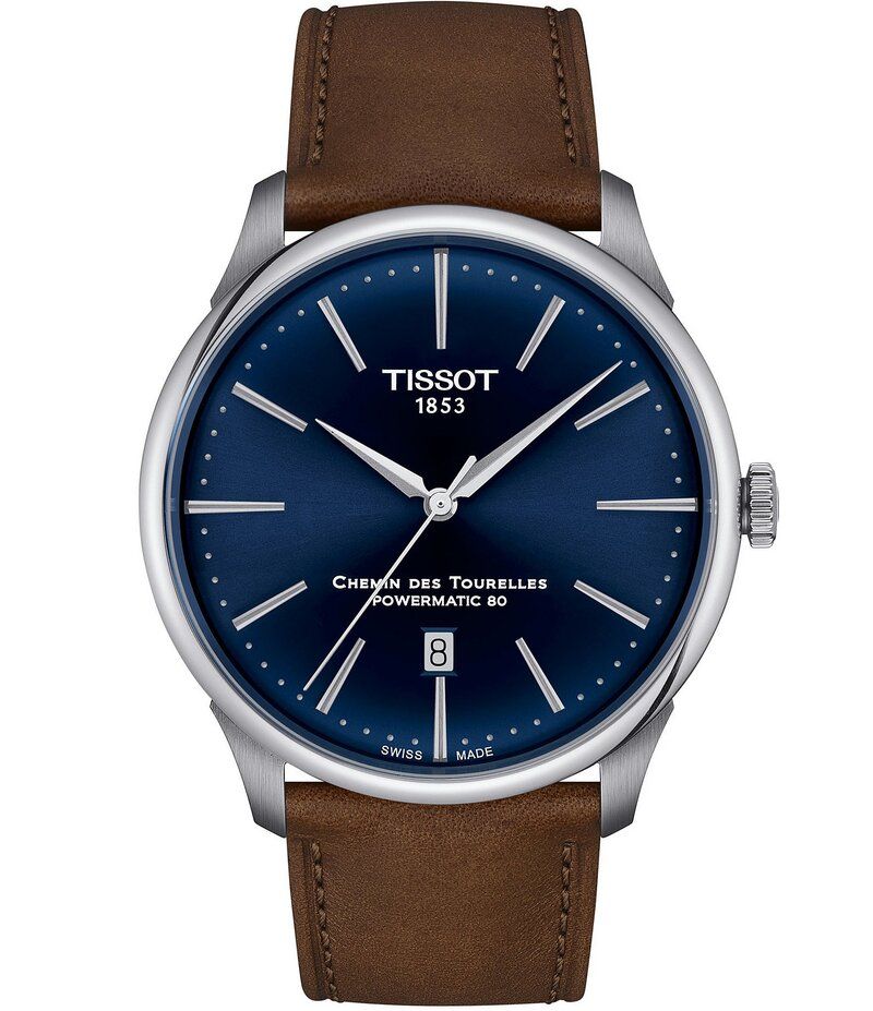 ティソット レディース アクセサリー 腕時計 レザー Tissot Mens Chemin Des Tourelles Powermatic 80 Automatic Brown Leather St 129,400円