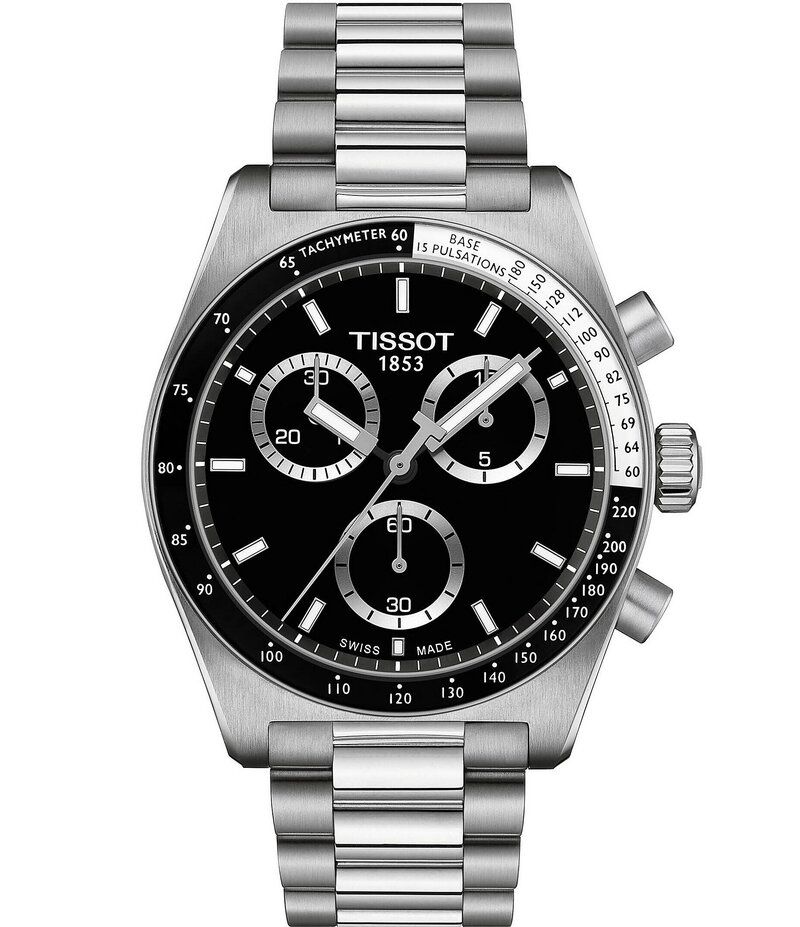 ティソット レディース アクセサリー 腕時計 Tシャツ Tissot Mens Prs516 Quartz Black Dial Chronograph Stainless Steel Bracele