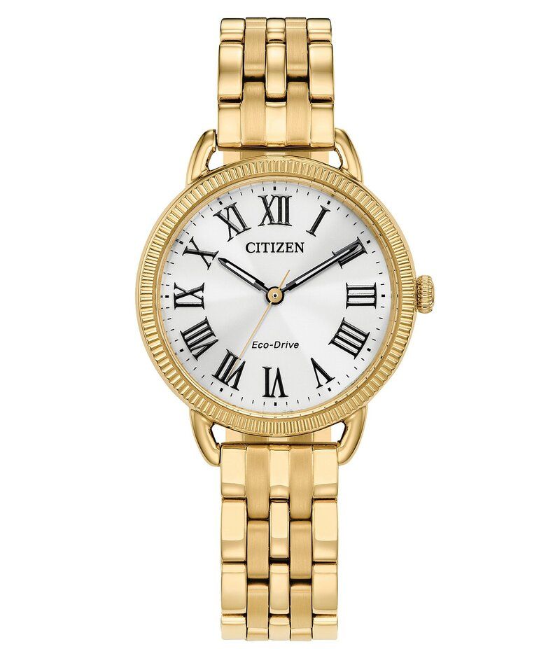 シチズン レディース アクセサリー 腕時計 Tシャツ Citizen Womens Classic Coin Edge Three Hand Gold Stainless Steel Bracelet