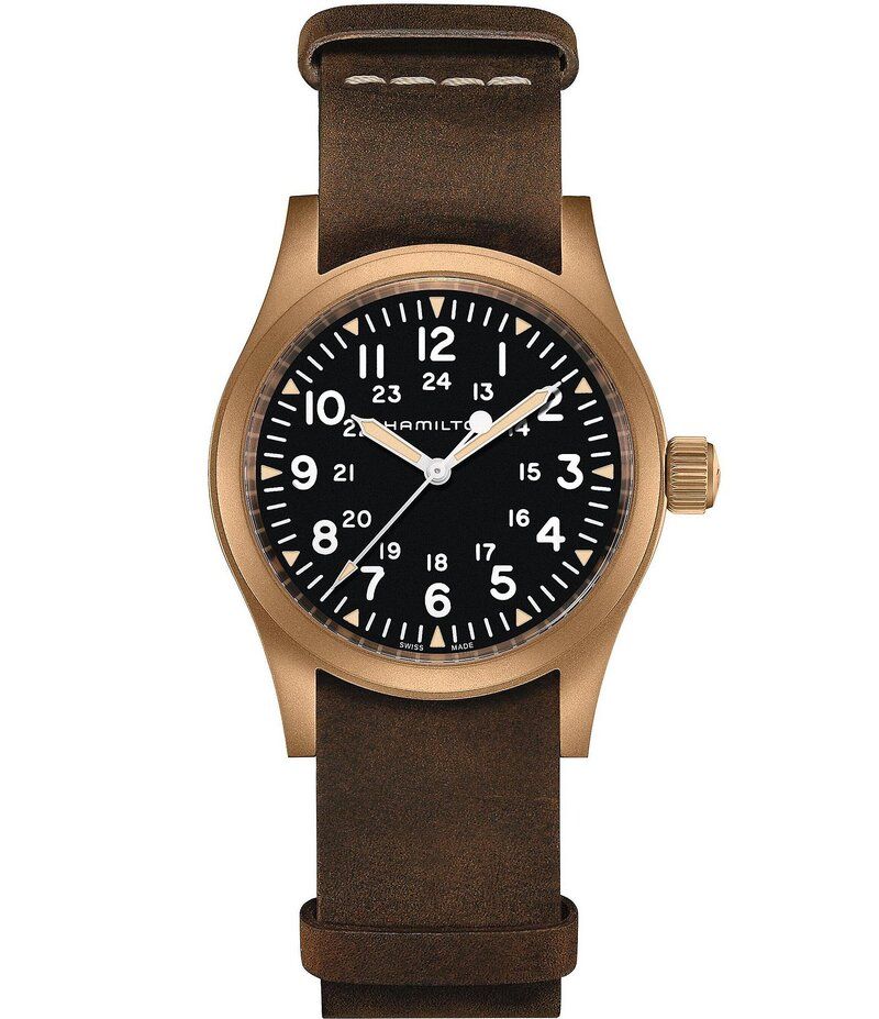 ハミルトン レディース アクセサリー 腕時計 Hamilton Mens Khaki Field Mechanical NATO Strap Bracelet Watch Brown ブラウン