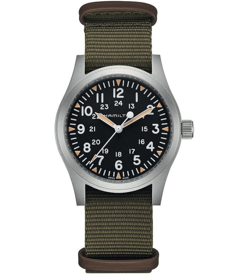 ハミルトン レディース アクセサリー 腕時計 Hamilton Mens Khaki Field Mechanical NATO Strap Automatic Bracelet Watch Gree