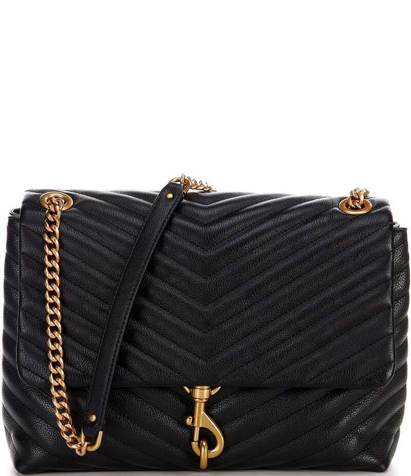 レベッカミンコフ レディース バッグ ショルダーバッグ キルティング レザー REBECCA MINKOFF Edie Chevron Quilted Leather Shoulder Bag Bla