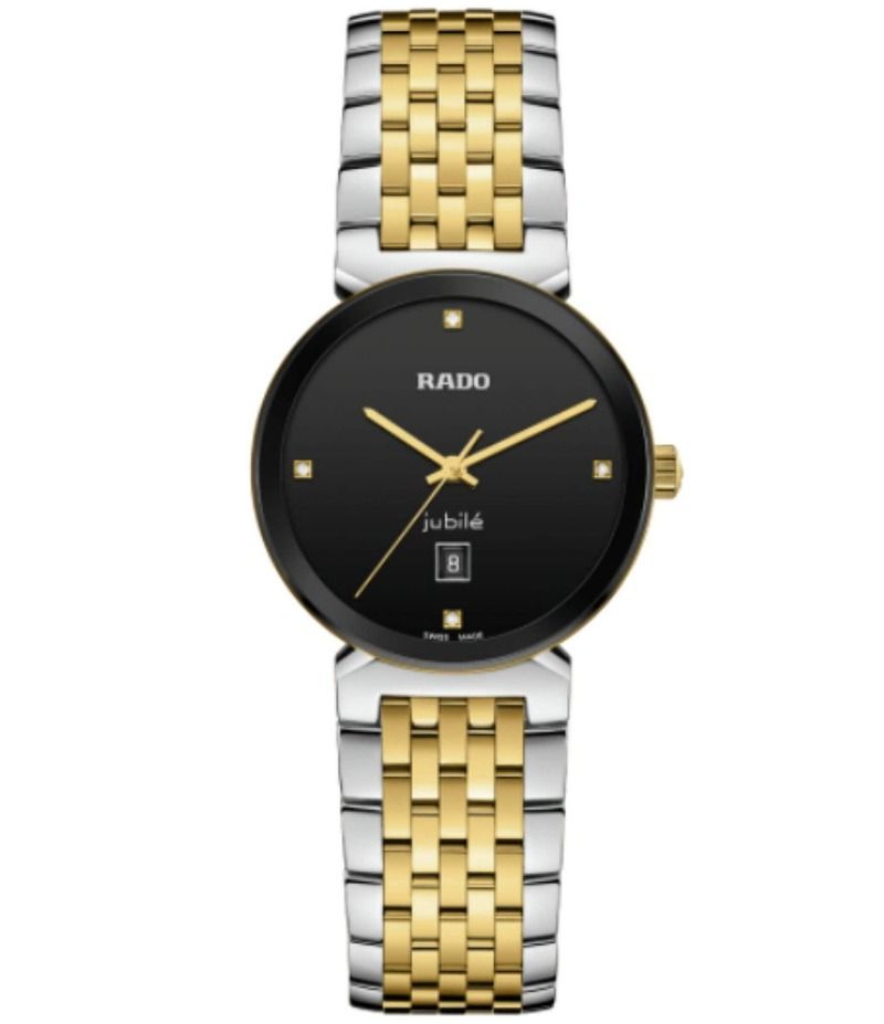 ラド レディース アクセサリー 腕時計 Tシャツ RADO Unisex Florence Classic Diamonds Quartz Analog Black Dial Two Tone Sta