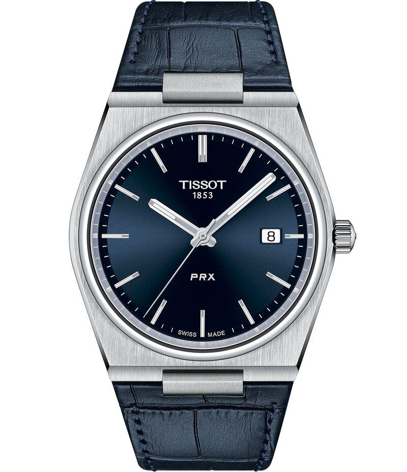 ティソット レディース アクセサリー 腕時計 レザー Tissot Mens Prx Quartz Analog Blue Leather Strap Watch Blue ブルー