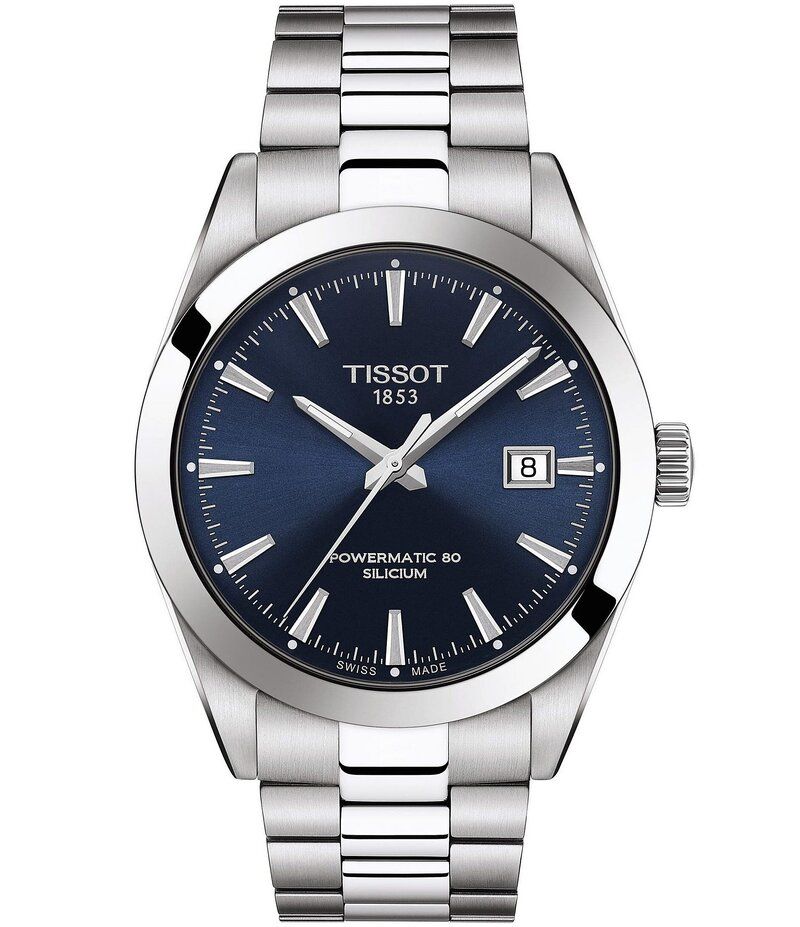 ティソット レディース アクセサリー 腕時計 Tシャツ Tissot Gentleman Powermatic 80 Silicium Stainless Steel Watch Silver シルバ