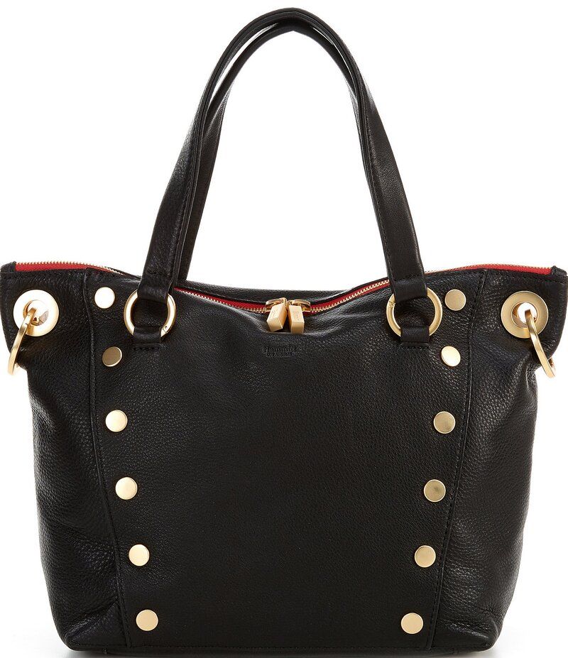 ハミット レディース バッグ ハンドバッグ レザー Hammitt Daniel Pebble Leather Gold Studded Medium Satchel Bag BlackBrushed