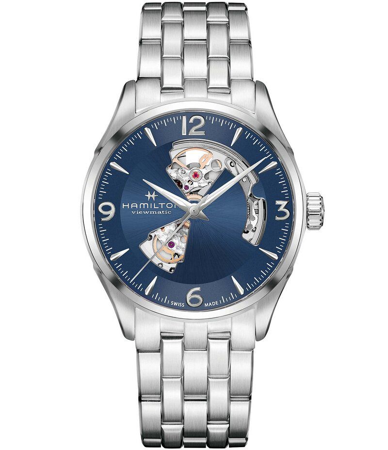 ハミルトン レディース アクセサリー 腕時計 Tシャツ Hamilton Mens Jazzmaster Open Heart Auto Stainless Steel Bracelet Watch