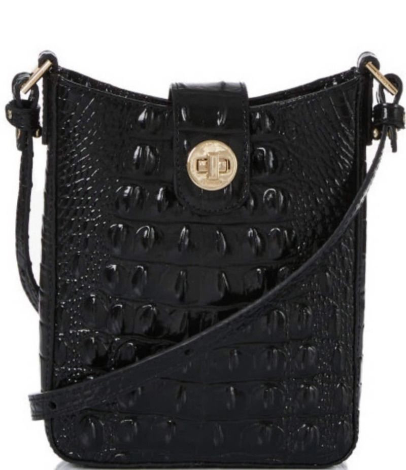 ブランミン レディース バッグ ショルダーバッグ BRAHMIN Melbourne Collection Marley CrocodileEmbossed Crossbody Bag Black ブ
