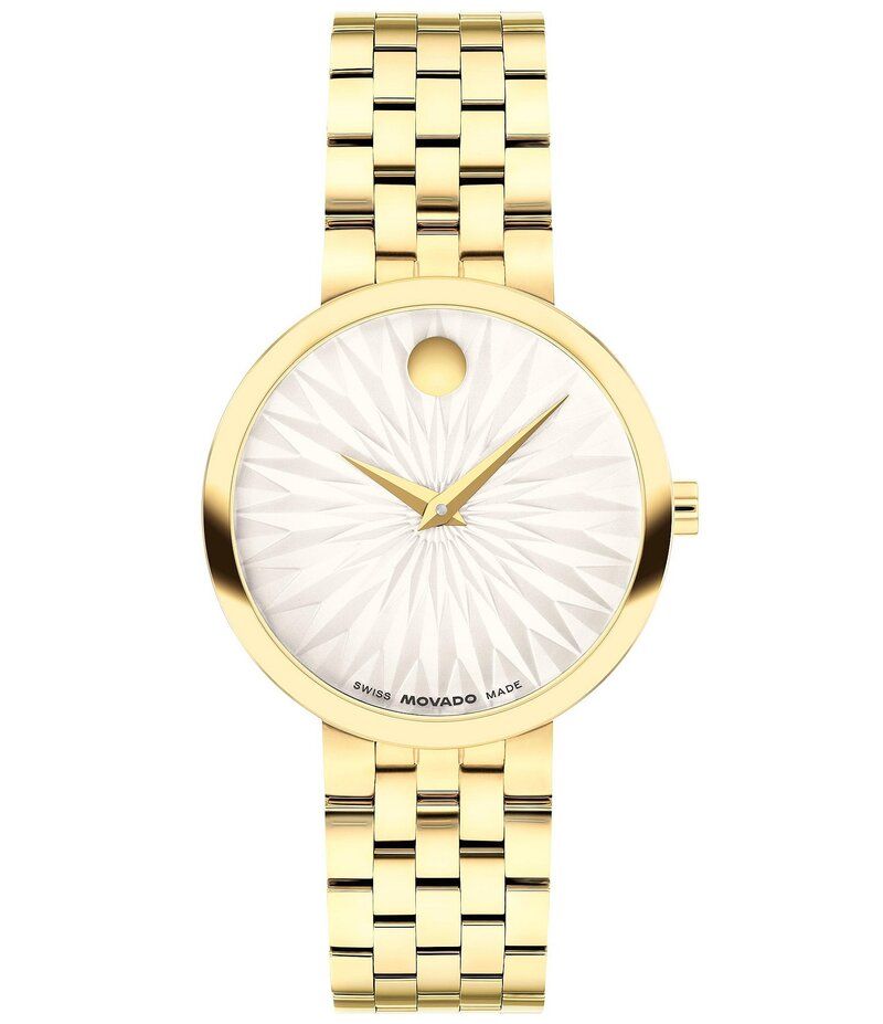 モバド レディース アクセサリー 腕時計 Tシャツ Movado Womens Museum Classic Quartz Analog Gold Tone Stainless Steel Brace