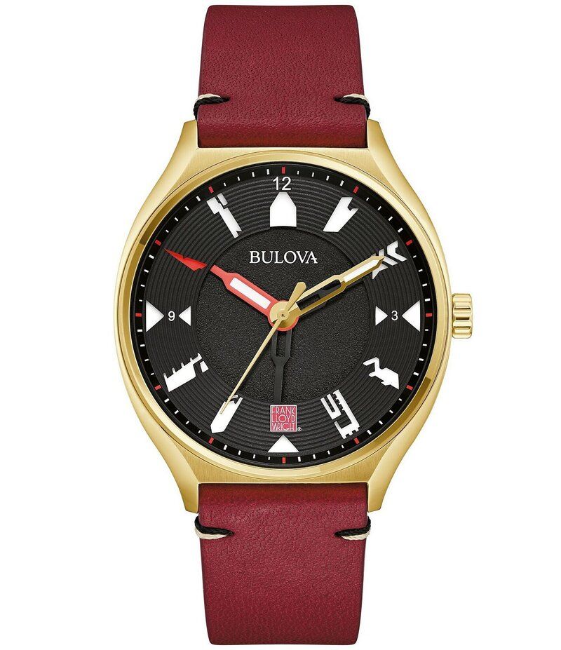 ブロバ レディース アクセサリー 腕時計 レザー Bulova Womens Frank Lloyd Wright Three Hand Burgundy Leather Strap Watch Bu 97,240円