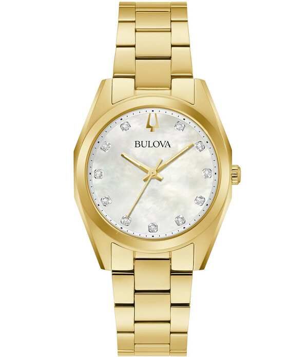 ブロバ レディース アクセサリー 腕時計 Tシャツ Bulova Womensurveyor Quartz Analogold Tone Crystal Stainlessteel Bracelet