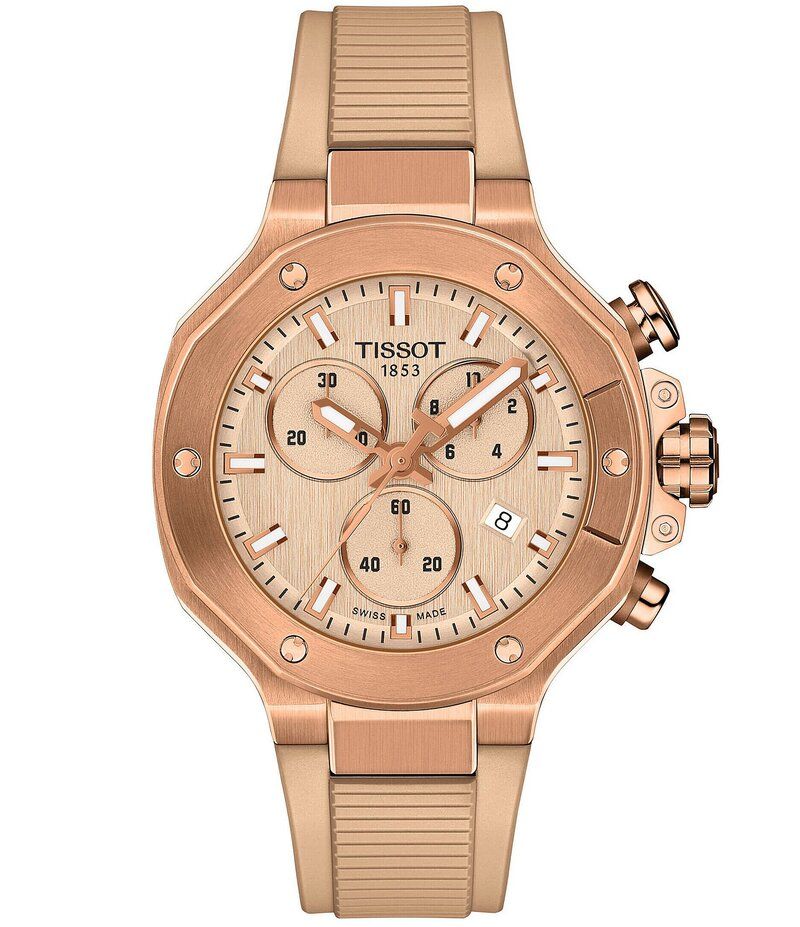 ティソット レディース アクセサリー 腕時計 Tissot Unisex TRace Quartz Chronograph Silicone Strap Watch Nude