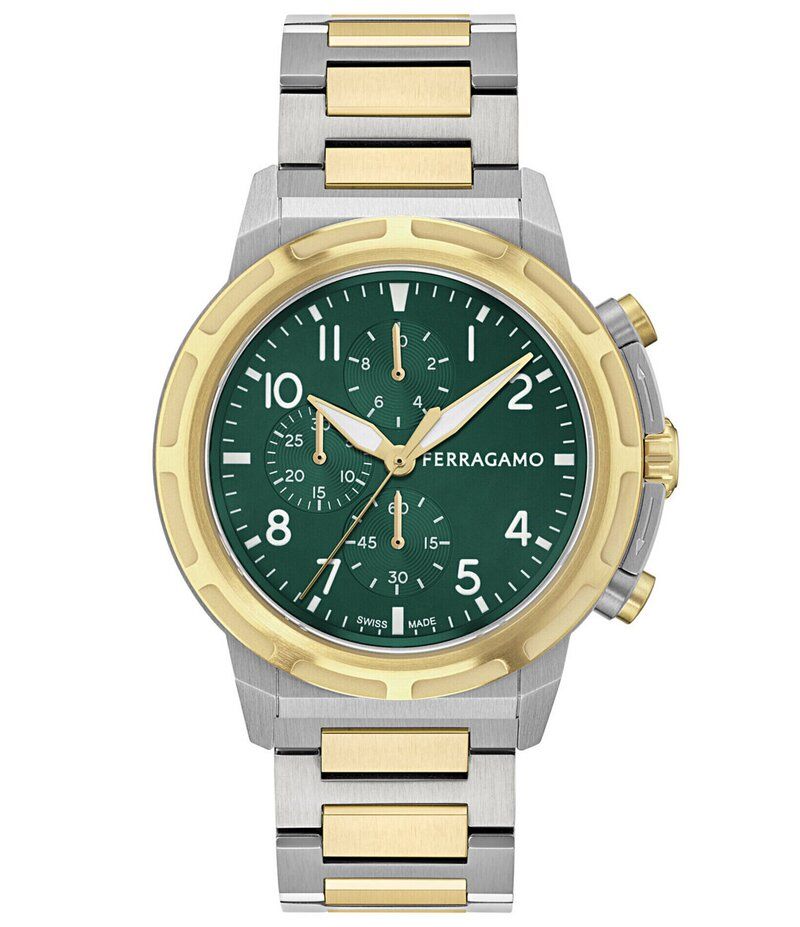 サルヴァトーレ フェラガモ レディース アクセサリー 腕時計 Tシャツ Salvatore Ferragamo Mens Ferragamo Sport Chronograph Two Tone St