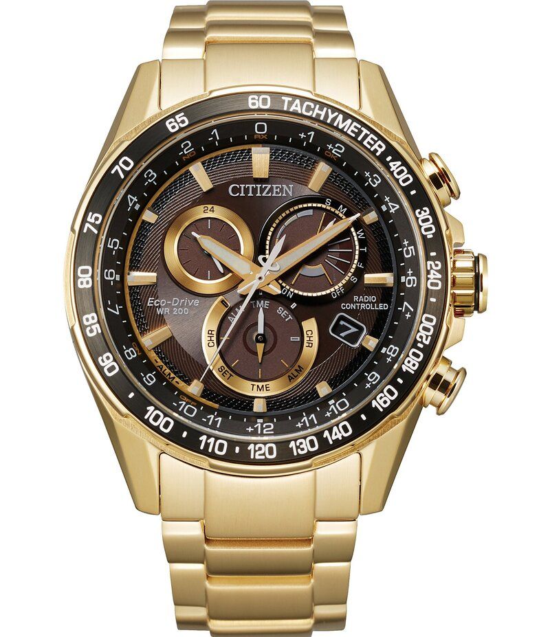 シチズン レディース アクセサリー 腕時計 Tシャツ Citizen Mens PCATomic Timekeeping Chronograph Gold Stainlessteel Bracelet