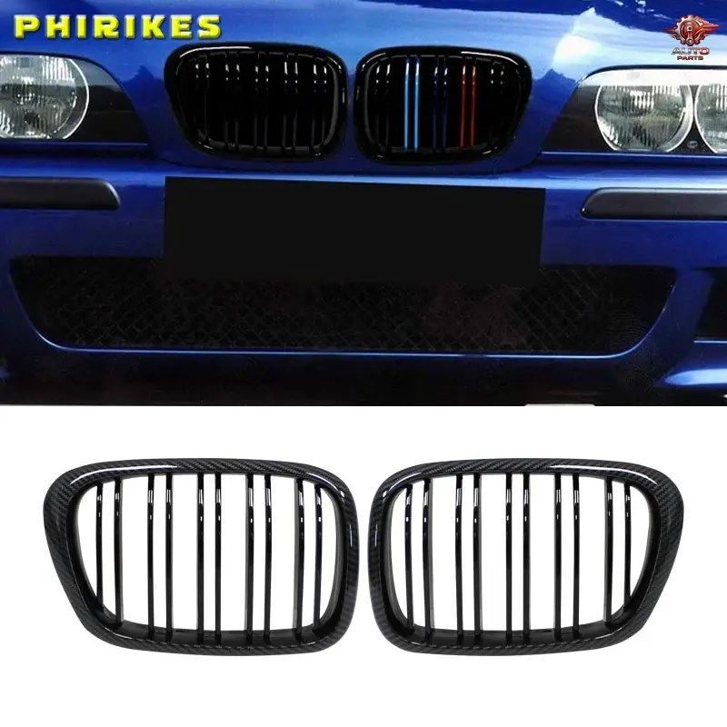 フロントバンパーキドニーグリル デュアルスラットグリル BMW E39 5シリーズ 525 528 1997-2003 マット