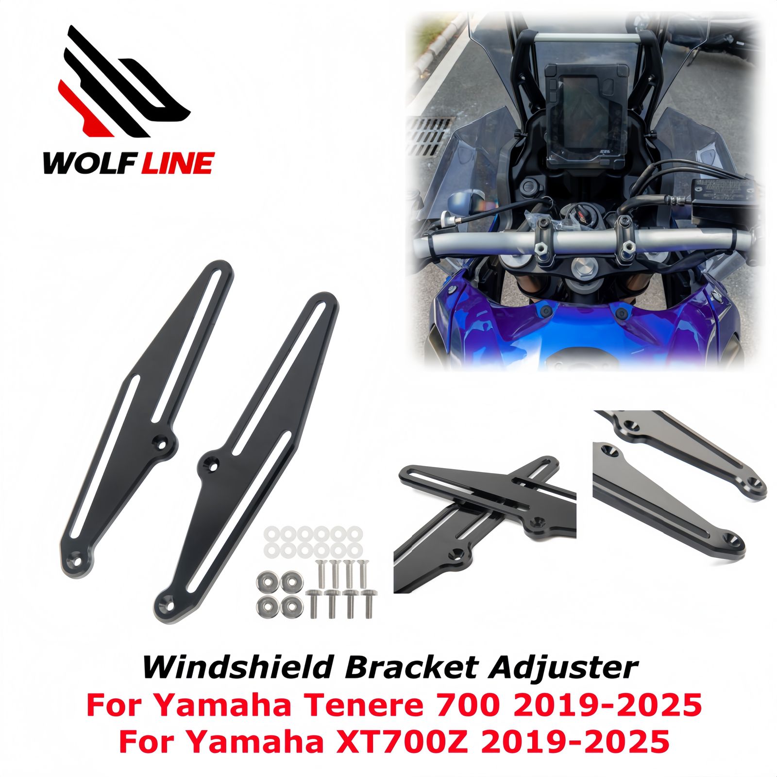 ヤマハ Tenere 700 用 フロントガラスブラケットアジャスター 2019-2025