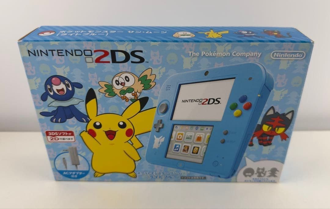 ほぼ新品 ニンテンドー 2DS サン ムーン ポケモン ライトブルー 本体 完品 ポケットモンスター Nintendo サンムーン