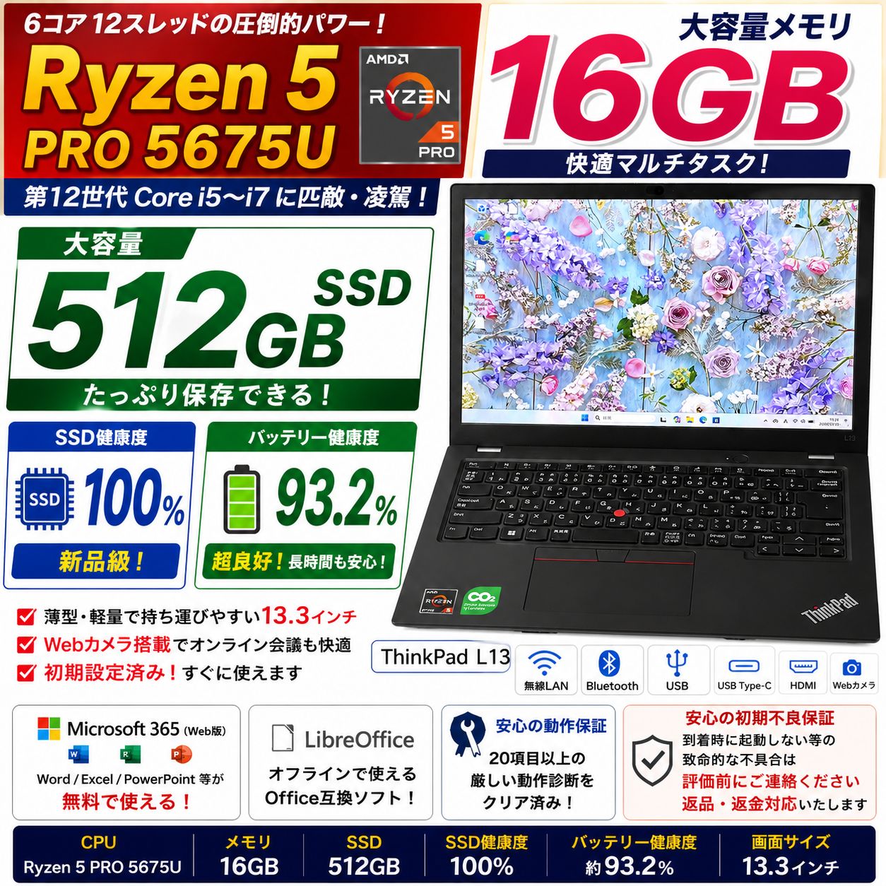 新品級】ThinkPad L13 Ryzen5 16GB 512GB - メルカリ