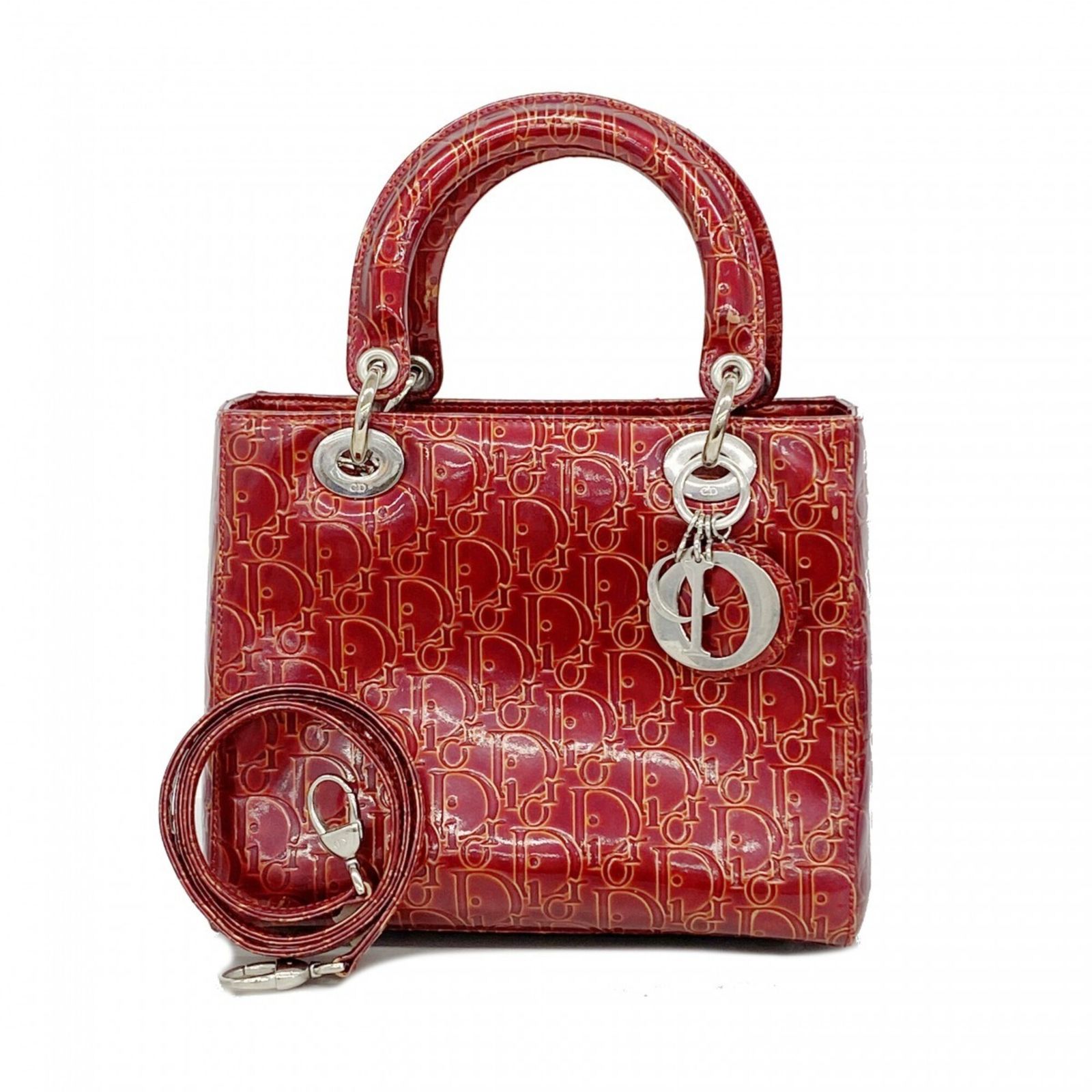 クリスチャン・ディオール(Christian Dior) クリスチャンディオール ハンドバッグ トロッター レザー レッド 2wayバッグレディース