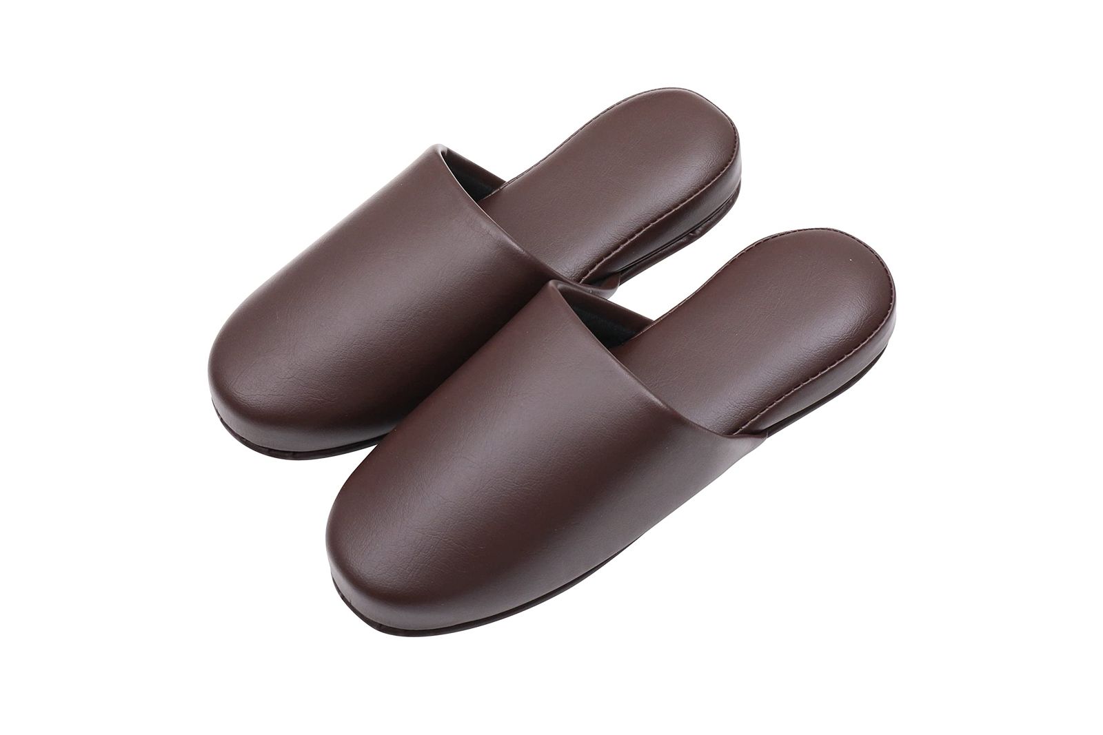 TOKYO SLIPPER【水拭きOK・抗菌】ビニールスリッパ 10足セット 室内用 防水 お手入れ簡単 清潔 来客用 業務用 男女兼用 前閉じ(ダークブラウン, large)