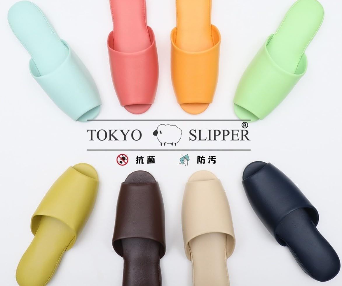 TOKYO SLIPPER レザー調 ビニールスリッパ 【抗菌 通気 水拭きOK】【20足セット】 防水 お手入れ簡単 清潔 ホテル採用 来客用 業務用 法事 玄関 男女兼用 前開き (ダークブラウン, large)｜詳細画像