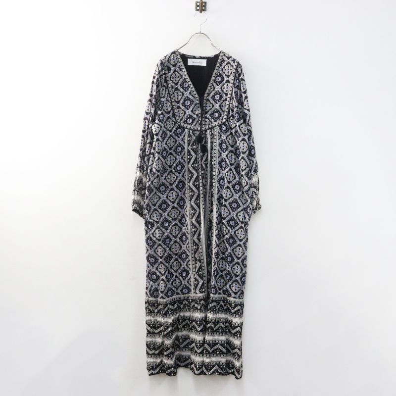 美品 サラマリカ Sara mallika Kareena Square Print Tassel Dress M