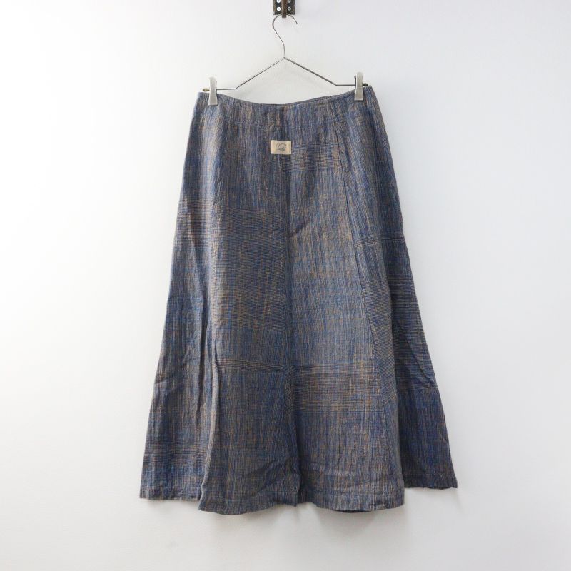 5575【美品】usaato　うさとの服　ロングスカート フレア　天然草木染め うさと USAATO 手織り 天然草木染 藍染め フレア スカート ｜ブルー