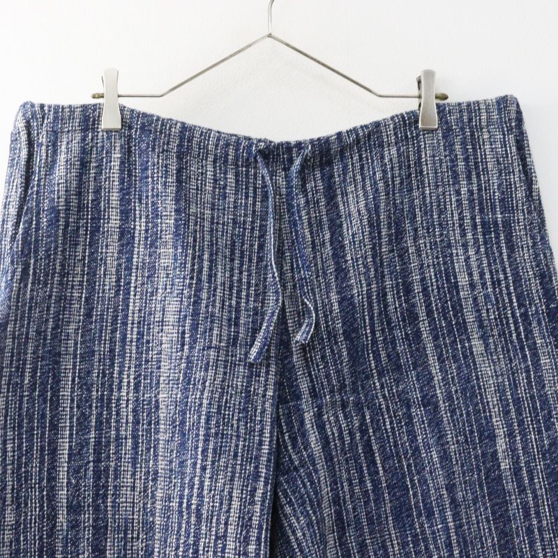 うさとの服　パンツ ブルー ストライプ 藍染め 大きいサイズ うさと USAATO 手織り 天然草木染 藍染め ストライプ