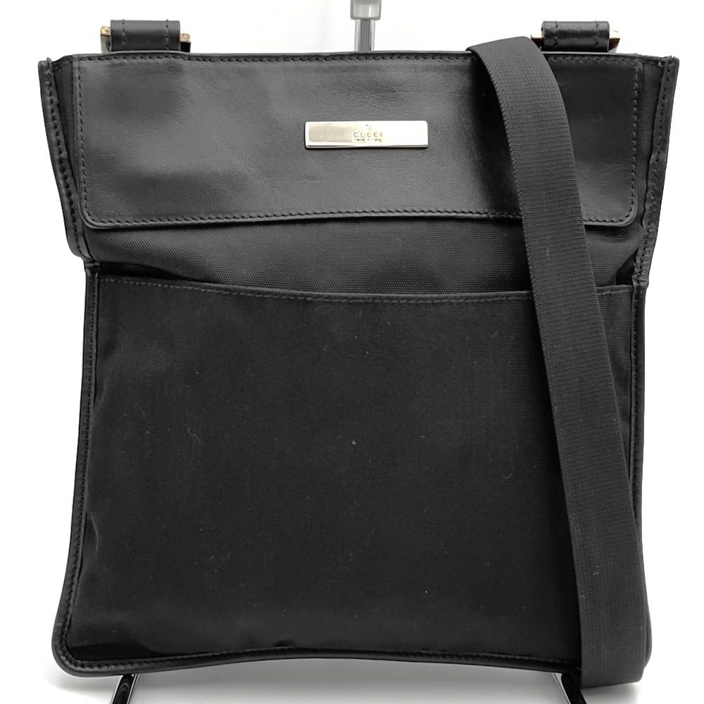 GUCCI グッチ 019 0348 ショルダーバッグ 斜め掛け ナイロン/レザー ブラック