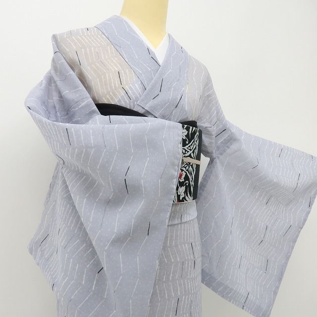 【売切値下げ】☆605mkf13☆洗える夏の着物！小紋 紗 トールサイズ☆美品 六花-RIKKA- 美品 洗える夏着物 トールサイズ 紗❀伝統を、北欧ポップ