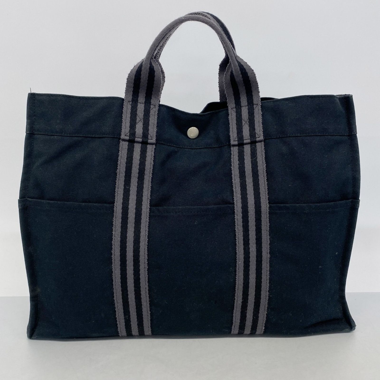HERMES フールトゥ トートバッグ キャンバス ストライプ A4可 