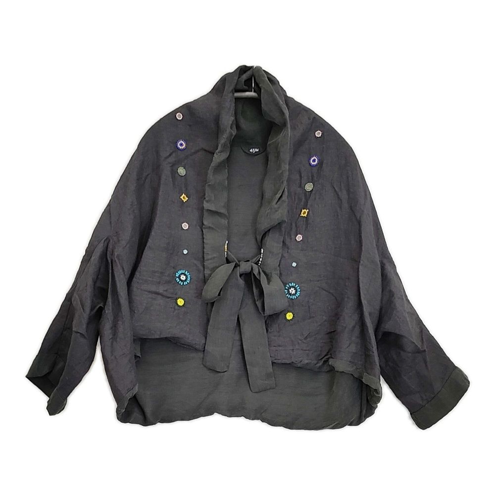 45R/45rpm リネンビーズ刺繍のボレロ 定価99000円 リネン シルク インド製 羽織り カーディガン 25SS チャコールグレー レディース フォーティーファイブアールピーエム【中古】6-0710M♪ 42,834円