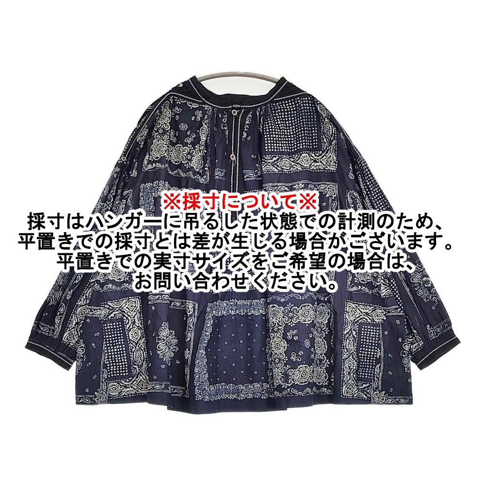 45R45rpm バンダナミックスプリントのスモックブラウス・インディゴ 45R/45rpm バンダナミックスプリントのスモックブラウス（インディゴ