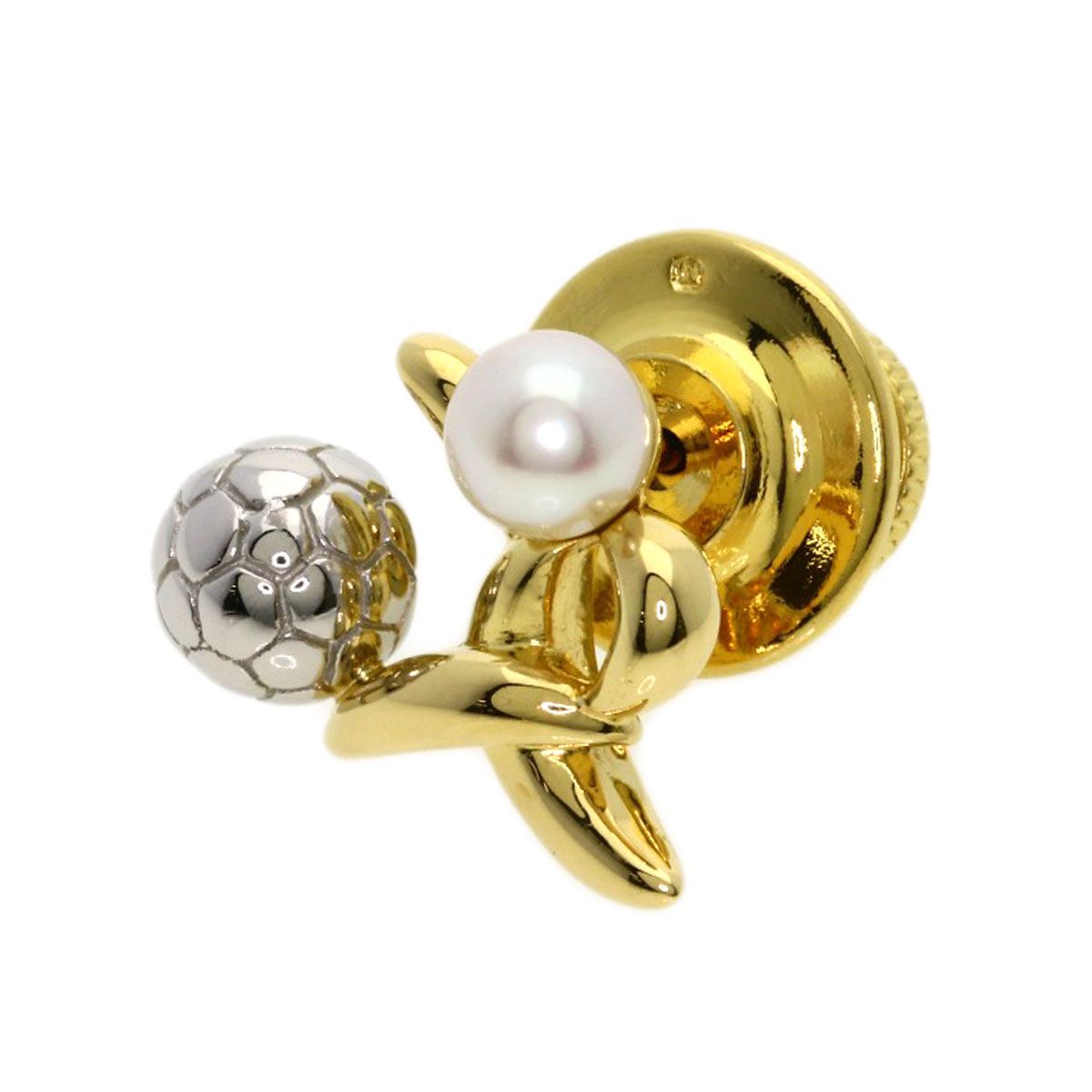 MIKIMOTO ミキモト パール 真珠 サッカーモチーフ ピンブローチ