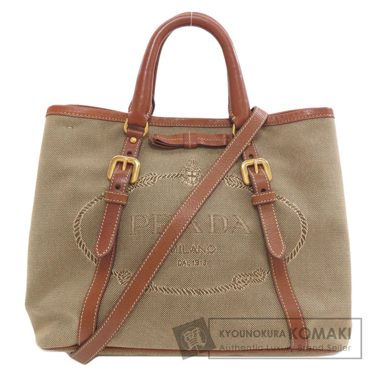 PRADA プラダ フィオッコ 2WAY ハンドバッグ キャンバス レディース [中古]