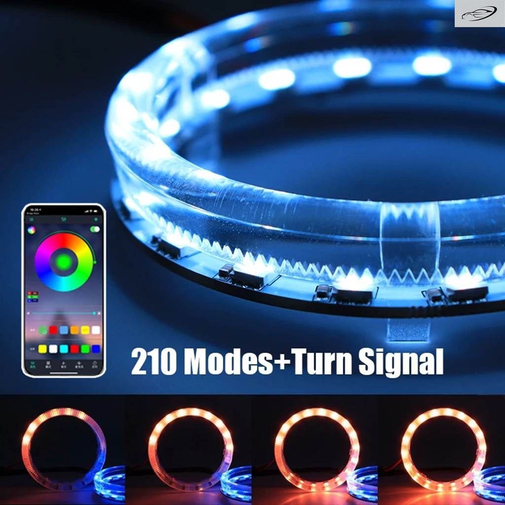 80 95 アプリ エンジェルアイ マルチカラー RGB LED ハローリングライト ダイナミックシーケンシャルフローイングウィンカー ランニングラ
