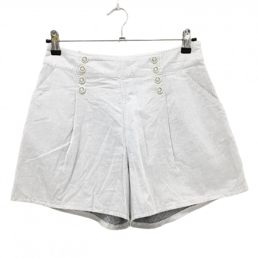 超美品】ゾーイ ショートパンツ 白×ライトグレー ストライプ コットン